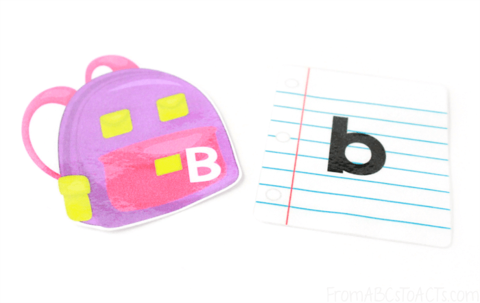 Upper and Lowercase Back to School Letter Matching