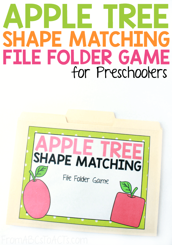 Celebrate the start of fall while practicing your shapes with this fun apple tree shape matching file folder game for toddlers and preschoolers! #FromABCsToACTs