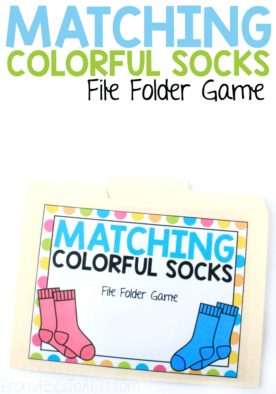 Practice the colors of the rainbow and those matching skills with this fun and colorful sock matching file folder game for toddlers and preschoolers! #FromABCsToACTs