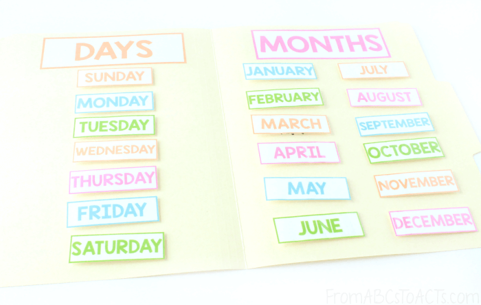 Days and Months Sorting Game for Kids