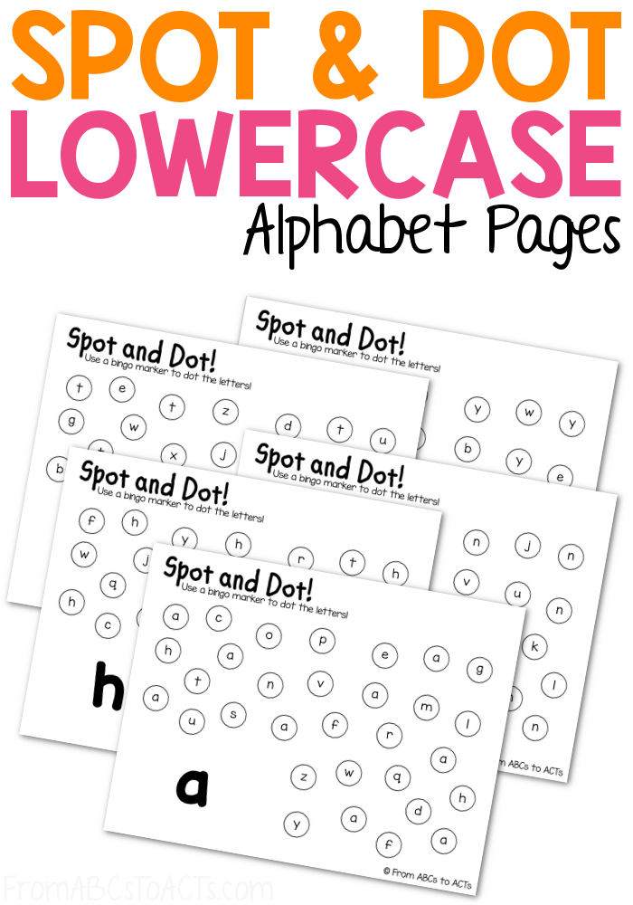Practice the lowercase letters of the alphabet and fine motor skills at the same time with these fun lowercase Spot & Dot Do-A-Dot pages for preschoolers and kindergartners! #FromABCsToACTs
