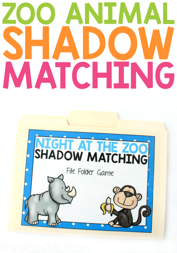 Spend a night at the zoo and match the animals to their shadows with this fun file folder game that is absolutely perfect for preschoolers and kindergartners! #FromABCsToACTs