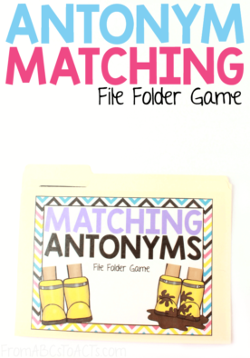 If your child is a visual learner that needs to see a concept to understand it, this fun file folder game is the perfect way to work on antonyms! They'll not only listen to the words, but see them in picture form as well! #FromABCsToACTs
