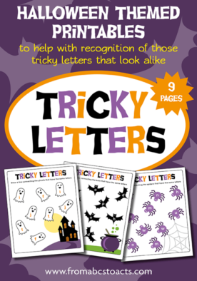 Does your child struggle with letter reversals or rotations? These Halloween-themed printables are a fun and spooky way to practice those tricky letters and they've all got a bit of a spooky twist! #FromABCsToACTs
