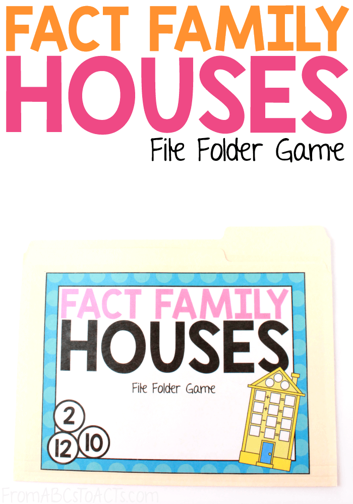 Is your child struggling with addition and subtraction? Fact families can help them make the connection between the two that often leads to that AHA! moment and this fact family houses file folder game is a fun, hands-on way to practice! #FromABCsToACTs