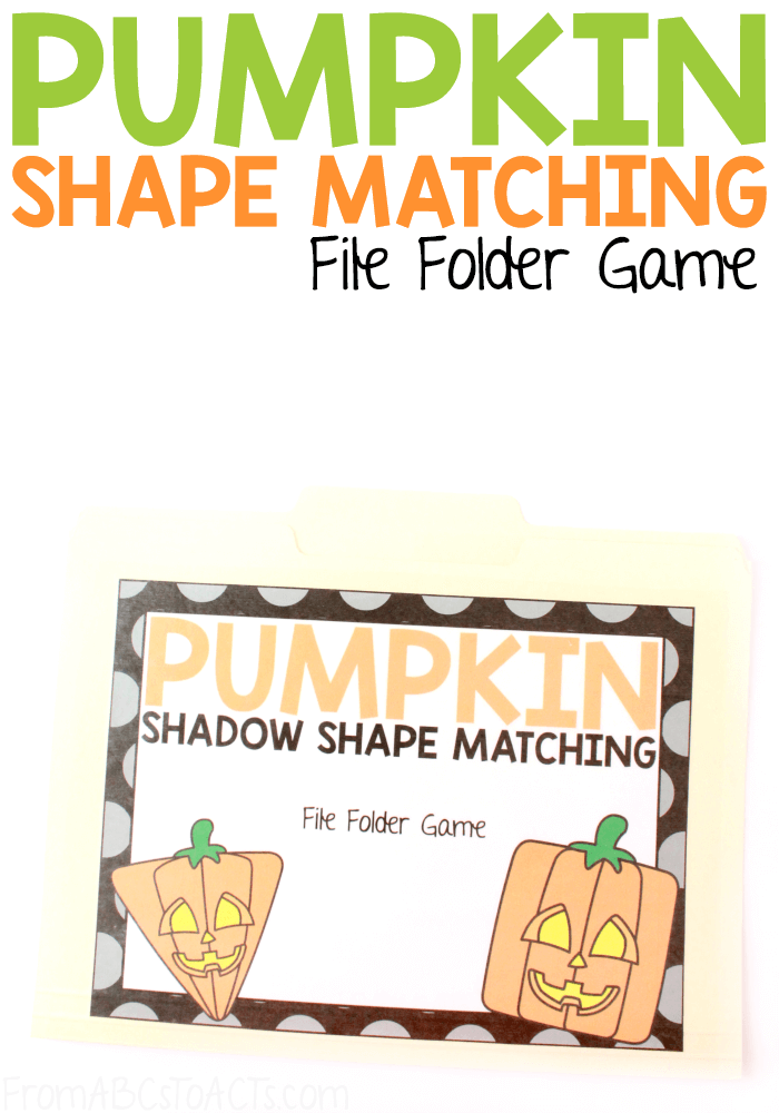 Work on shapes, matching, and visual discrimination skills with this easy to make pumpkin shape shadow matching file folder game for preschoolers! #FromABCsToACTs