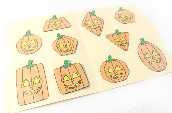 Pumpkin Shape Matching File Folder Game for Kids