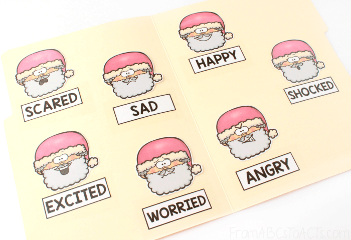 Santa Emotion Matching File Folder Game