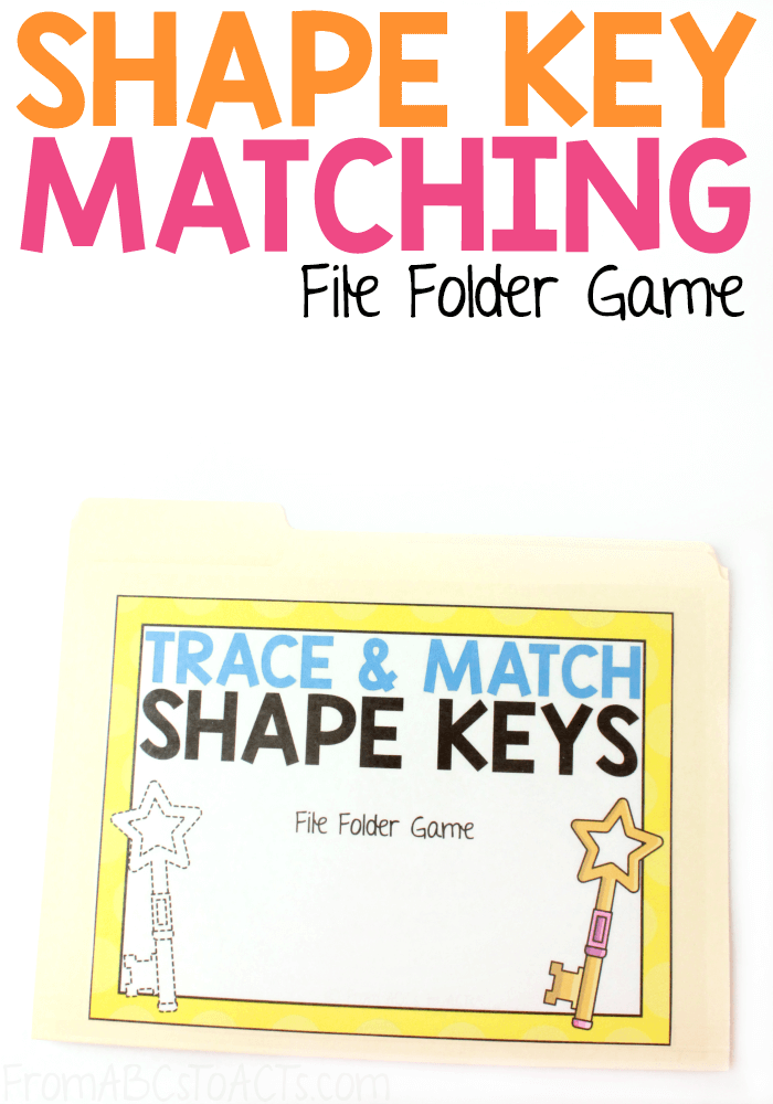 Think file folder games are simply matching games in disguise? Think again! You'll work on shapes, fine motor skills, pencil grasp, and more with this fun shape key file folder game! #FromABCsToACTs