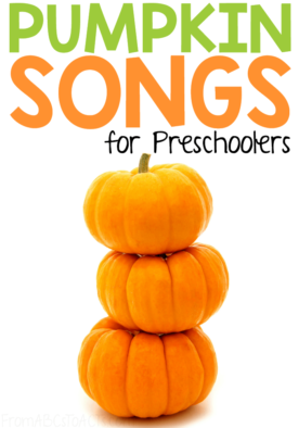 Halloween may be over, but that doesn't mean that it's time to put the pumpkins away! Keep the fall themed learning going all season long with these fun pumpkin songs for preschoolers! #FromABCsToACTs