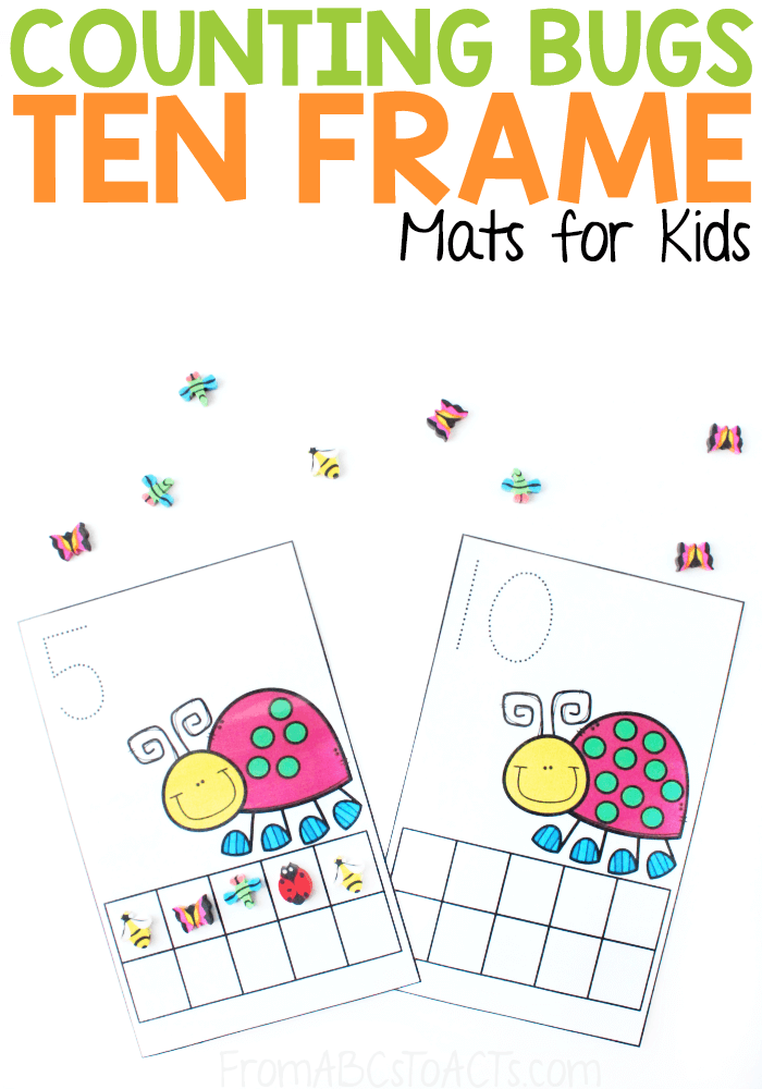 Count the bugs and their spots with these adorable, Spring-themed bug counting ten frame cards for kids! Work on number recognition, counting, one to one correspondence, and so much more! #FromABCsToACTs
