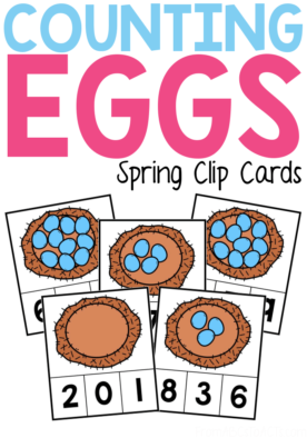 Count the eggs and clip the correct number in these Spring-themed count and clip cards that are perfect for your kindergarten math center! #FromABCsToACTs