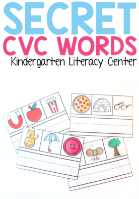 Practice beginning sounds, handwriting, and more while decoding these secret CVC words! Perfect for a kindergarten literacy center! #FromABCsToACTs