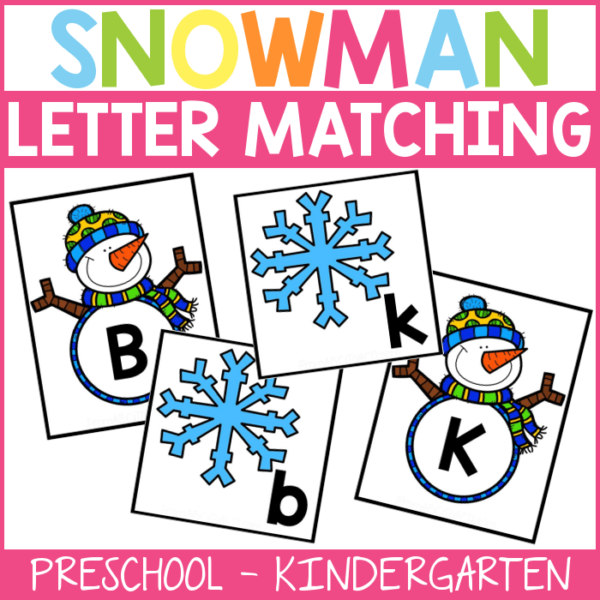 Build those early literacy skills by matching the upper and lowercase letters of the alphabet with these snowman letter matching cards!