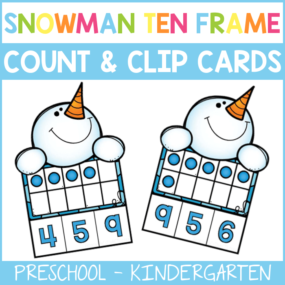 Perfect for those winter months, these snowman ten frame count and clip cards make a fantastic January math center! #FromABCsToACTs