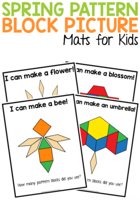Work on shapes, numbers, fine motor skills, geometry, and more this Spring with these pattern block picture mats! #FromABCsToACTs