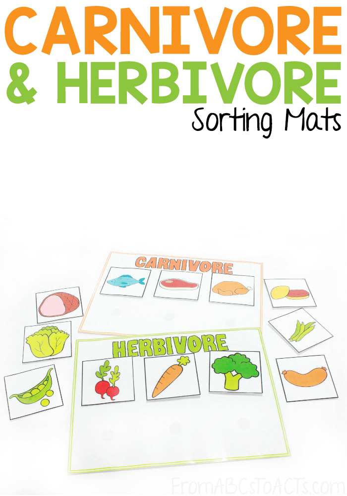 Whether your preschooler or kindergartner is interested in learning more about dinosaurs or the animals that currently make up the wildlife around us, this carnivore and herbivore sorting activity is the perfect way to add a little science to your day!  #FromABCsToACTs