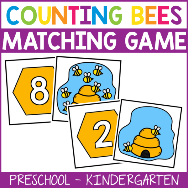 Counting Bees Printable Matching Game