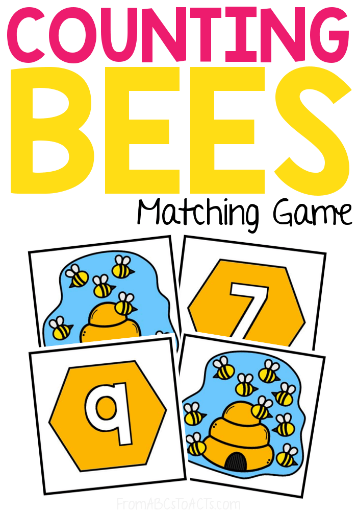 Lesson planning for Spring? Grab this counting bees matching game and work on counting 0-10, matching, number recognition, one to one correspondence, and more with your preschooler! #FromABCsToACTs