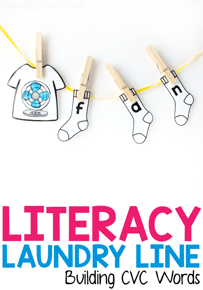 Working on teaching your child CVC words? Make it fun with a CVC word literacy laundry line! #FromABCsToACTs