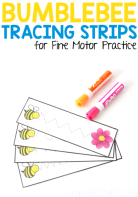 Does your preschooler struggle with fine motor work? Strengthen those small motor muscles with these Spring themed pre-writing strips! Just print, cut, and laminate! #FromABCsToACTs