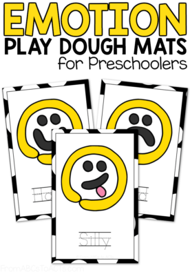 Trying to teach your toddler or preschooler about emotions? Children that age are starting to feel some pretty big feelings that they may not be used to and these emotion play dough mats are the perfect place to start learning about them! #FromABCsToACTs