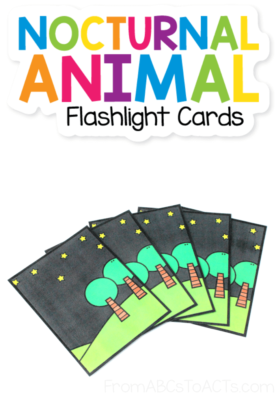 Explore the world of night animals while learning about light and shadows with these nocturnal animal flashlight cards! #FromABCsToACTs