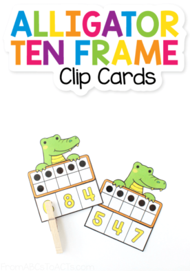 Grab these count and clip cards to work on counting, ten frames, and fine motor skills with your animal obsessed little learner! All you need are some clothespins! #FromABCsToACTs