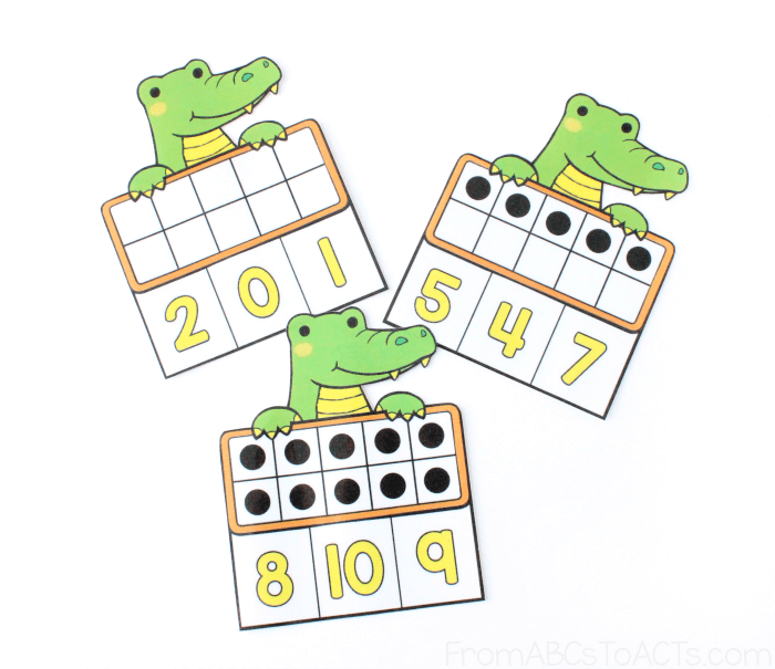 Ten Frame Alligator Clip Cards Printable