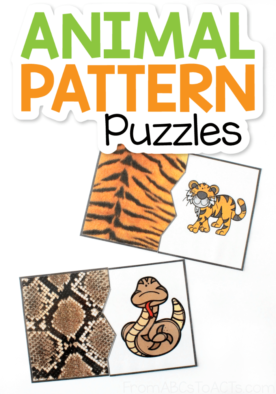 Are your kids obsessed with animals? Well, then they're going to love these animal pattern puzzles! They're perfect for preschoolers and kindergartners and a fantastic add-on to your science lesson! #FromABCsToACTs