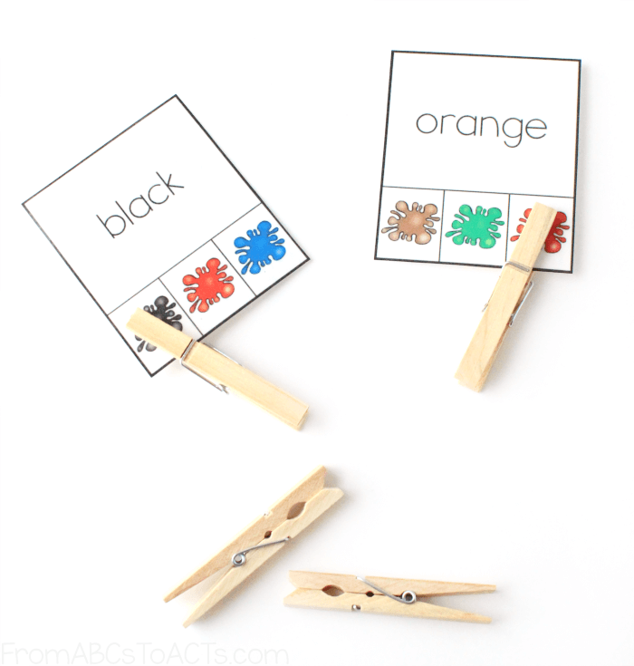 Color Word Practice Clip Cards