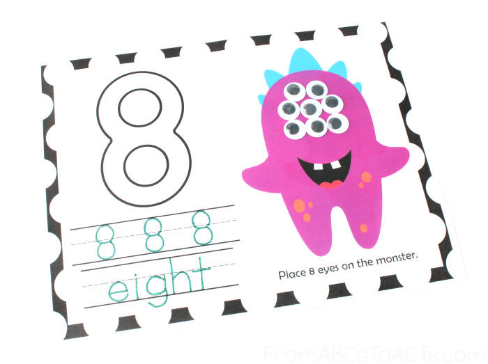 Number 8 Monster Counting Mat Activity