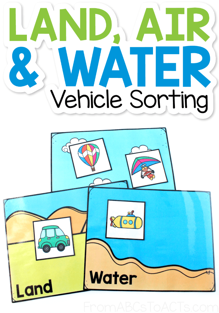 Printable Land Air And Water Vehicle Sorting Mats From Abcs To Acts