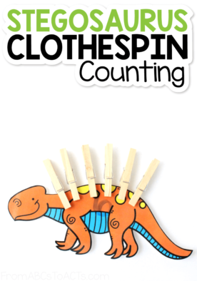 Printable Stegosaurus with Clothespins Fine Motor Math Activity