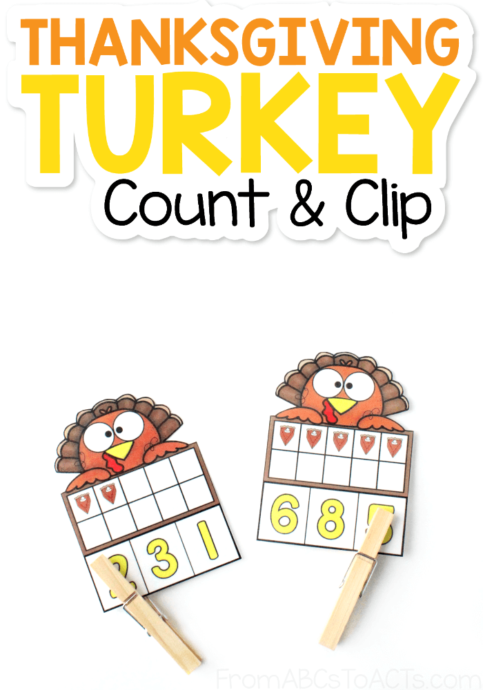 Thanksgiving Turkey Count and Clip Cards Printable