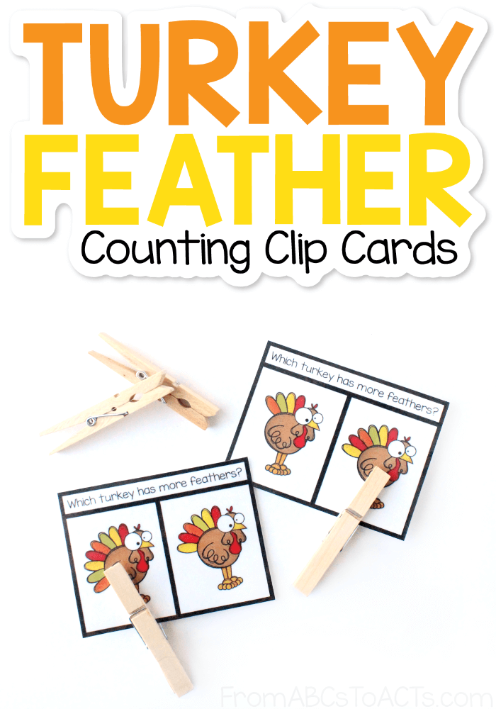 Turkey Feather Counting Clip Cards
