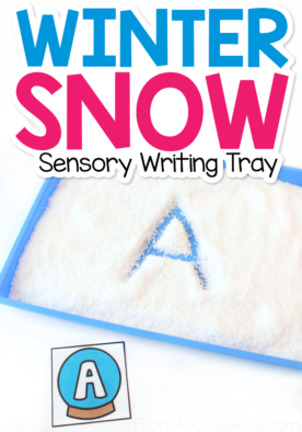 Winter Snow Sensory Writing Tray with Snow Globe Printables