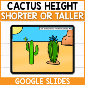 Work on measuring and words like shorter or taller with this digital Google Slides activity! Perfect for early finishers in the classroom or those distance learning at home!