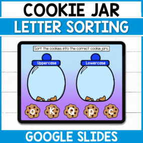 Sort the cookies into the correct cookie jar with this letter sorting digital Google Slides activity! Perfect for early finishers in the classroom or for those distance learning at home!