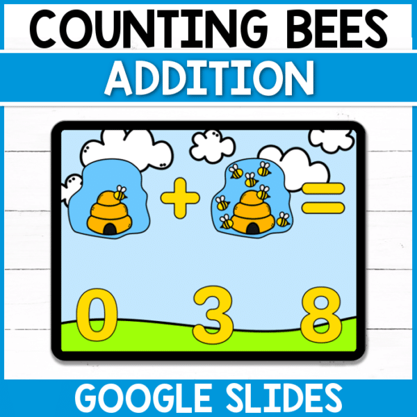 Work on addition with your kindergarteners this spring with this Counting Bees Addition digital Google Slides activity! Perfect for early finishers in the classroom or those distance learning at home!