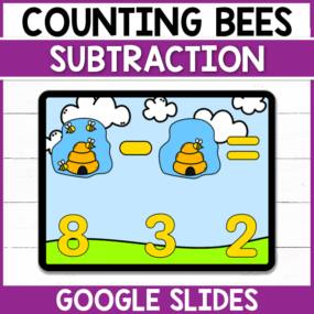 Practice subtraction with your kindergarteners this spring with this Counting Bees Subtraction digital Google Slides activity! Perfect for early finishers in the classroom or for those distance learning at home!