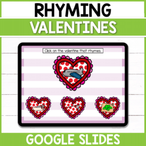 Practice those rhyming skills this Valentine's Day with this Rhyming Valentines digital Google Slides activity! Perfect for early finishers in the classroom and for those distance learning at home!