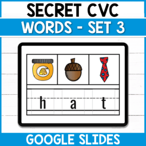Work on CVC words and beginning sounds at the same time with this Secret CVC Words digital Google Slides activity! Perfect for early finishers in the classroom and those distance learning at home!
