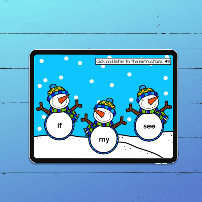 Sight Word Snowmen Digital Activities