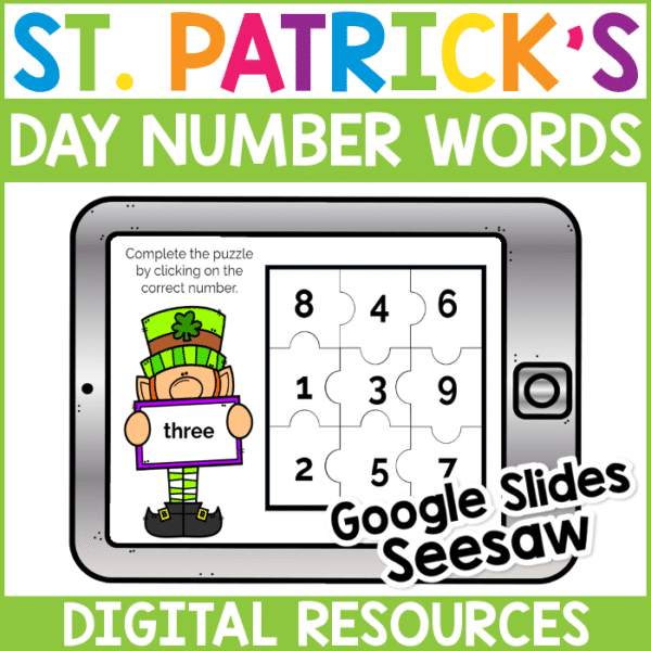 St. Patricks Day Number Words Digital 1