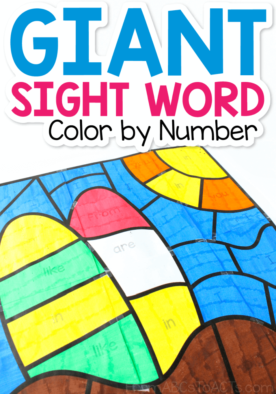 Giant Summer Themed Color by Sight Word Printables for Kindergartners