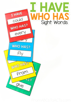 I Have. Who Has Sight Word Card Game