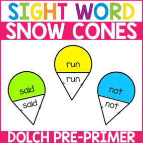 Sight Word Snow Cone Matching Pre-Primer