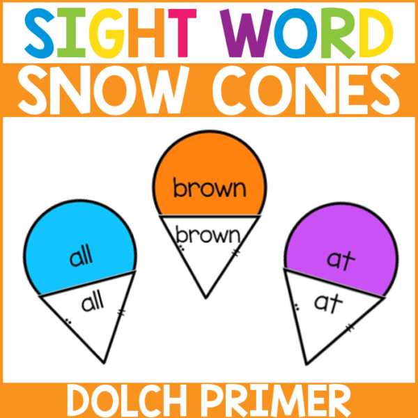 Sight Word Snow Cone Matching Primer