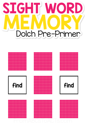 Dolch Pre-Primer Sight Word Memory
